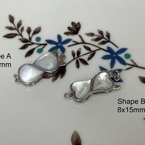 8x20 mm 925 Sterling Silver/Gold Extra Shiny Double Heart Shape Clasp Sterling Silver Findings Mother Of Pearl Silver Clasps #10283