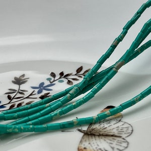2x4 mm Tube Shape Sea Sediment Gemstone Beads Genuine Cyan Blue And Green Color Gemstones Loose Spacer Beads 15.5 Inches Strand #3941