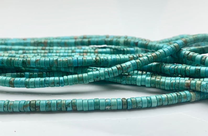 4 mm Natural Turquoise Heishi Rondelle Shape Genuine Natural Multi Color Turquoise Gemstones Loose Beads 15 Inches Strand #3250