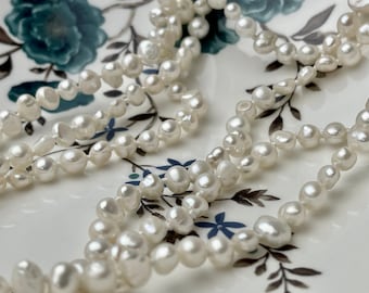 72 pouces 6-7 mm AAA naturel blanc pépite collier de perles d'eau douce nuptiale collier de perles véritables longs colliers # P2478