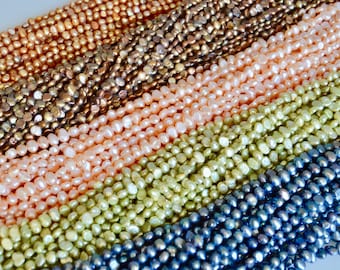 4-5mm Pink Green Champagne Gold Peacock Copper Brown Color Small Potato Nugget Freshwater Pearl Beads Genuine Tiny Pearl Beads #824