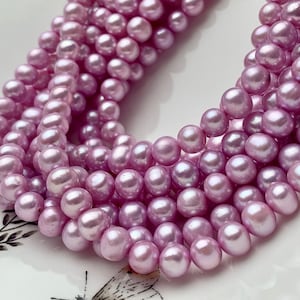 6.5-7mm AA Pink Color Potato Freshwater Pearl Beads High Luster Genuine Pink Colored Freshwater Pearl Beads 65 Pieces #P1518
