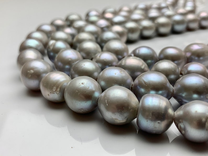 #1138 12-14 mm Large Hole Gray Baroque Pearl 2.2 mm Hole Rare Edison Pearl Jumbo Baroque Pearl Genuine Freshwater Pearls