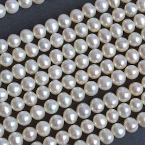 5-5.5 mm AAA White Potato Freshwater Pearls, White Potato Pearl Beads, Bridal Pearl, Natural Pearl Beads, Genuine Pearl Beads #69