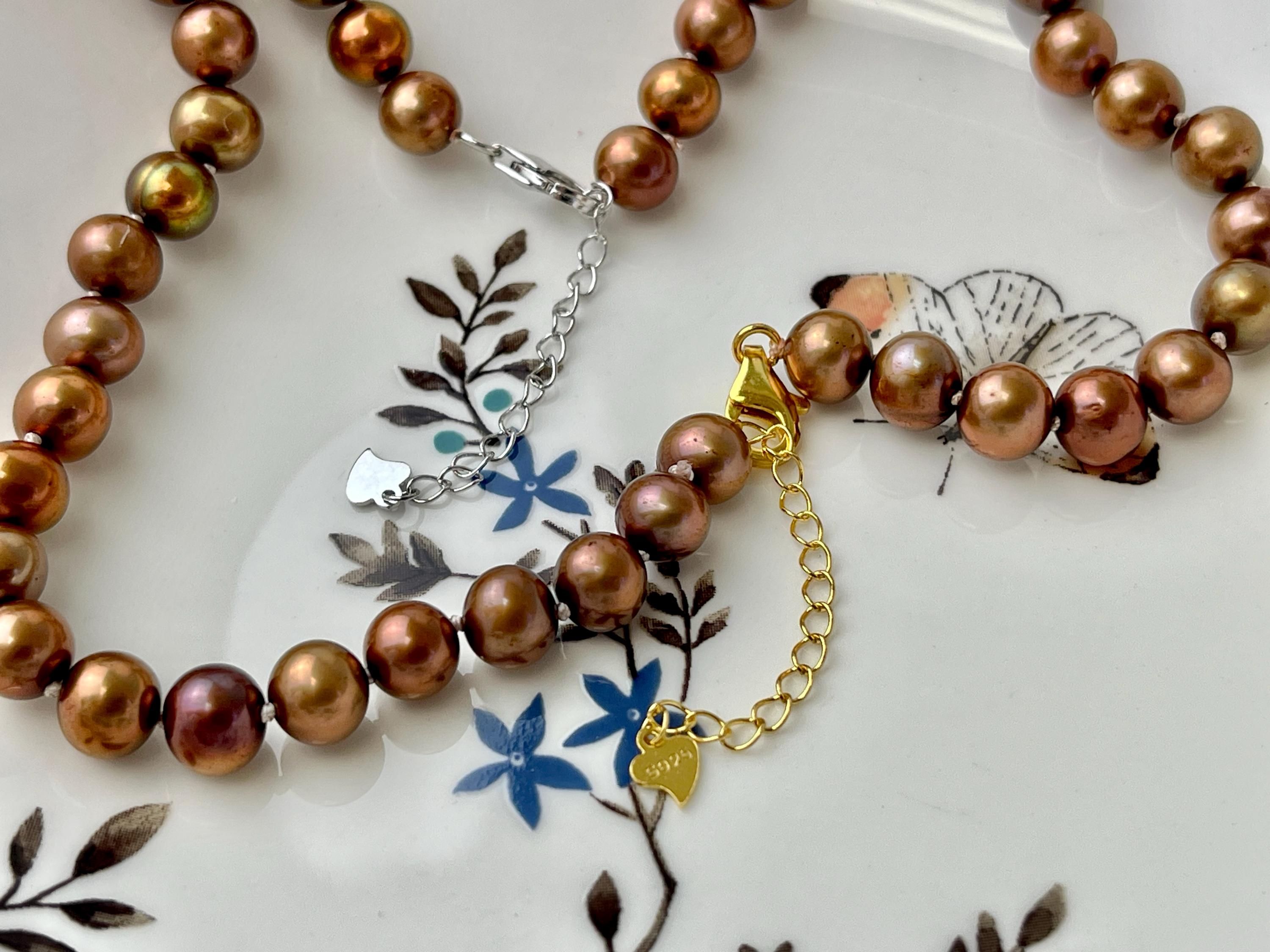 14/16/18/20/22/24 Inches Hand Knotted 7-8 Mm AA Golden Brown Color