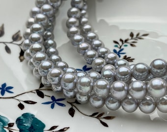 8 mm AAA Extra Shiny Gray Color Perfect Round Freshwater Pearls Genuine Natural Pearl Beads High Luster Gray Bridal Pearls #P1682