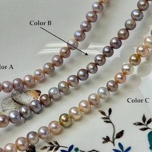 7 mm AA Natural Mauve Pink Seaweed Potato Freshwater Pearls High Luster 57 Beads #P3393
