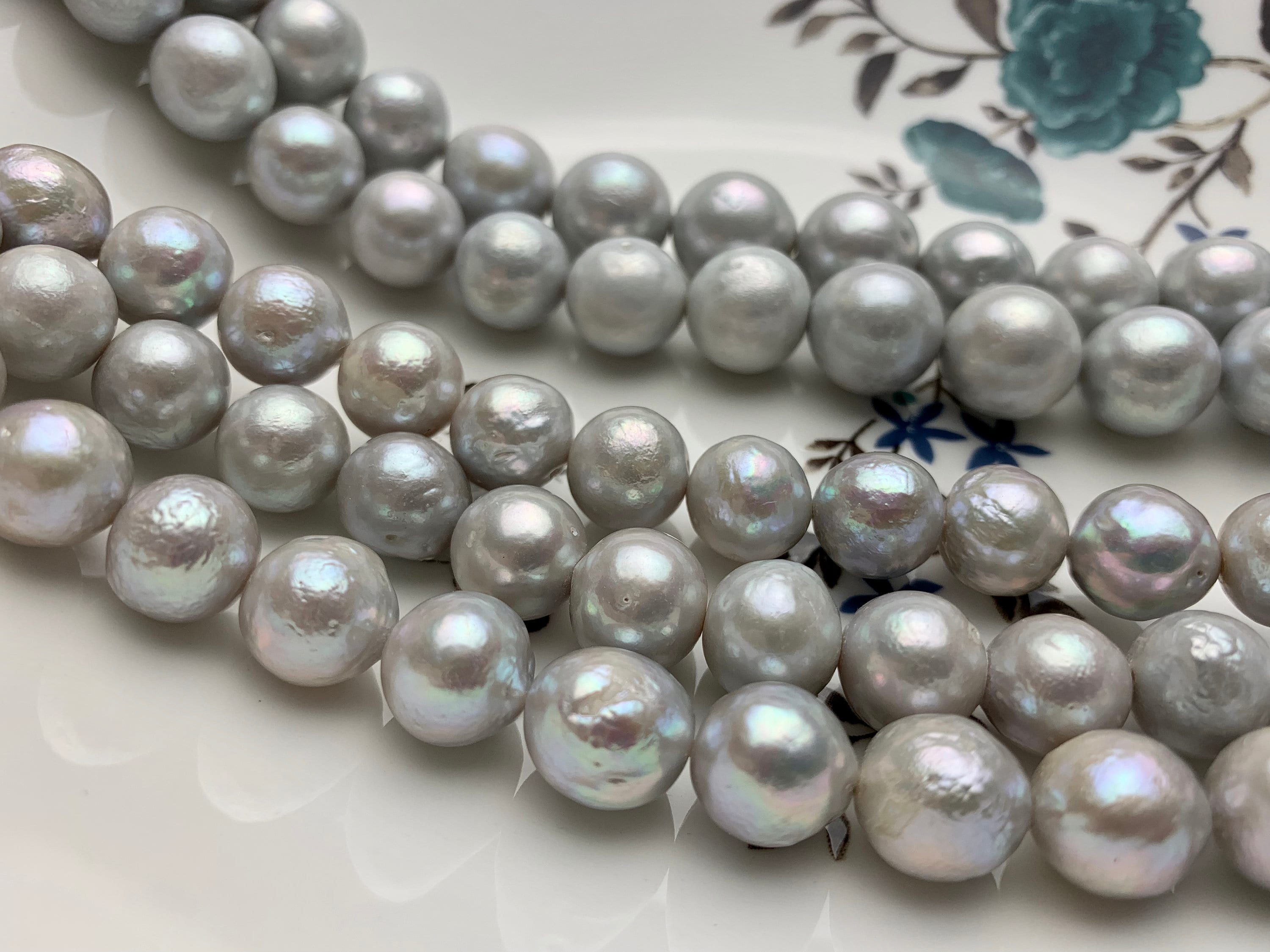 10～13mm シルバーグレー バロック淡水パールビーズ 養殖バロック