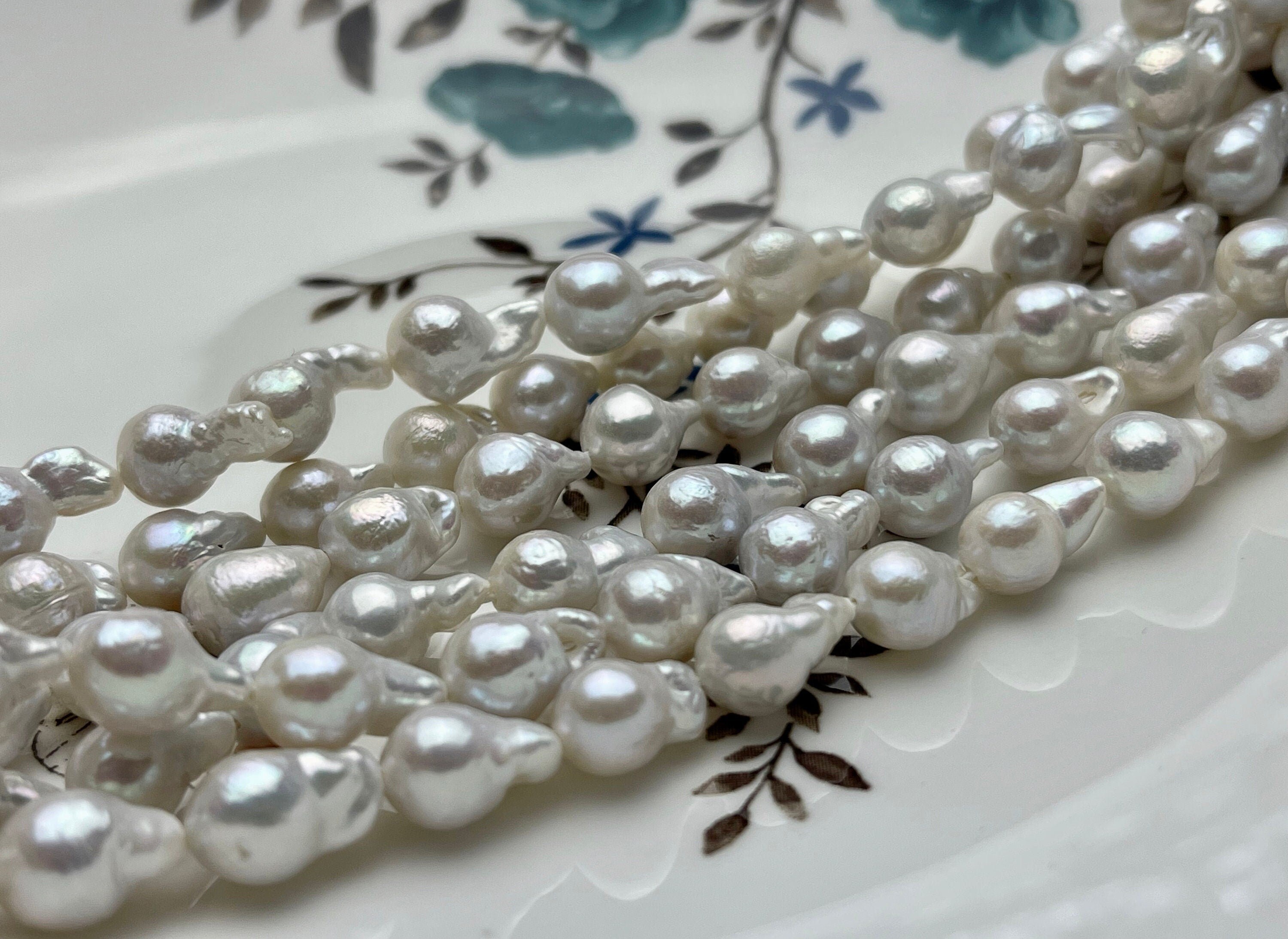 7-8x10-12 mm AAA Natural White High Luster Tear Drop Edison Baroque Freshwater Pearls Beads Genuine Freshwater Edison Pearls #P1678