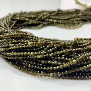 BEST DEAL 2,5 mm AAA facettierte runde Gold Obsidian Edelstein Perlen echte natürliche Goldschimmer Obsidian Lose Perlen 13 Zoll Strang # 2501