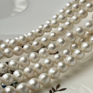 7.5-8.5 mm AA Natural White Potato Freshwater Pearl Beads, Genuine Cultured Pearls, White Natural Freshwater Pearl Beads #572
