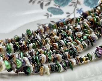 6-7 mm Brown Champagne Green Natural White Color Keshi Freshwater Pearl Beads Center Drilled Cornflake Shape Keshi Chip Petal Pearls #P1856