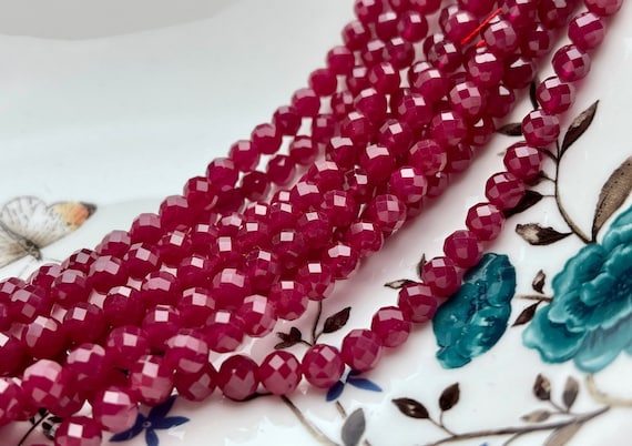 Pietra Preziosa Rondelle Sfaccettata Granato Rosso Naturale - Foto 3