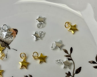 14K Gold Plated .925 Sterling Silver Mini Star Design Charm for Necklace Jewelry Making One Piece #10421