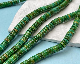 3 x 8 mm Türkis Heishi Rondelle Form grüner Türkis Edelsteine Lose Perlen 15,5 Zoll Strang #4579