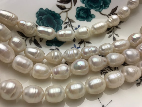 Perle D'acqua Dolce A Grana Di Riso - 8x7 Mm - Grado A Bianco X35cm - Foto 13