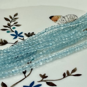 3-4 mm Natural Blue Topaz Gemstone Beads Faceted Rondelle Shape Genuine Blue Topaz Gemstone Beads 14 Inches Strand #4147