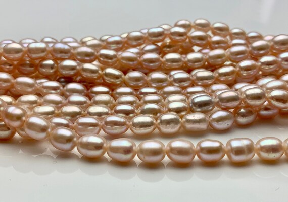 Piccole Perle D'acqua Dolce Di Riso Rosa Pesca Polverosa Perline - Foto 5