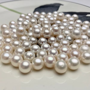ONE Piece AAAA 8-8.5mm OR 8.5-9mm Top Quality High Luster Round Half Drilled Freshwater Pearl Genuine Natural White Freshwater Pearls #1645