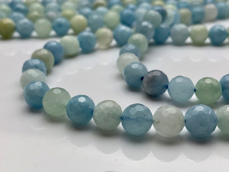 WHOLESALE 6mm 8mm Natural Color Faceted Round Aquamarine Gemstone Beads Genuine Natural Multi Color Aquamarine Gemstone Loose Beads #2410