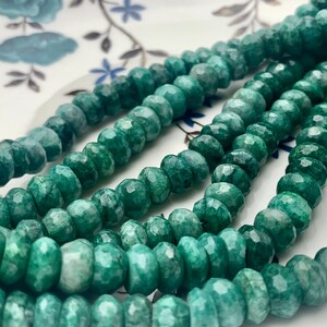 7-8 mm AAA 100% Natural Faceted Rondelle Green Chrysocolla Gemstone Beads Top Quality Gemmy Green Chrysocolla  Beads 8 Inches #3773