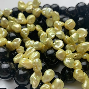 8x10 mm AA Lime Green Color Top Drilled Keshi Freshwater Pearl Beads Genuine Top Drilled Freshwater Keshi Cornflake Pearls #1493