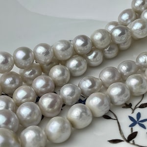 9-13mm AAAA Natural White Full Strand Large Hole Freshwater Edison Pearl Beads Hole Size 2.2mm Genuine Super High Luster Baroque Pearl#P2234