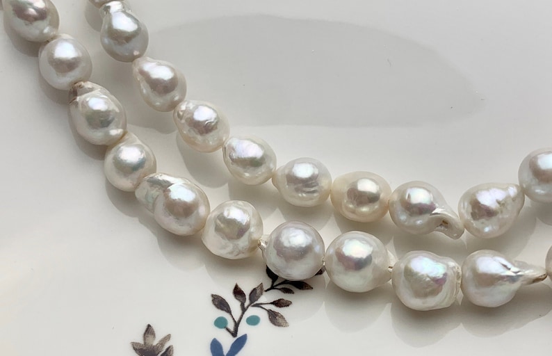 8-9x10-12 mm AAAA Very Rare Baroque Natural White Freshwater Pearls Top Quality Super High Luster White Baroque Pearls P1599 image 5