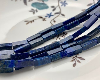 4-5x13 mm Cuboid Tube Shape Dark Blue Color Lapis Gemstone Beads Dark Blue Lapis Loose Beads 15.5 Inches Strand  #2960