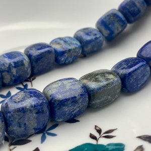 13-14x18 mm Natural Blue Lapis Gemstone Beads Genuine Natural Organic Rock Large Dice Shape Blue Lapis Beads 24 Pieces #3572
