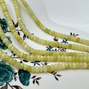2x4mm 4x6mm Natural Smooth Rondelle Shape Lemon Jade Gemstone Beads 15 Inches Strand #4214