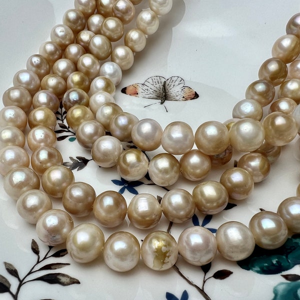 8-10 mm AA Natural Champagne Color Potato Freshwater Pearl Beads Genuine Natural  Freshwater Pearl Beads 50 Beads#P2199