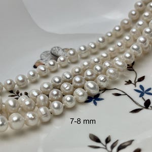 54&quot; Hand Knotted 7-9mm AA Potato Freshwater Pearl Necklaces Natural White OR Pink Genuine Cultured Pearl Long Bridal Necklace #304