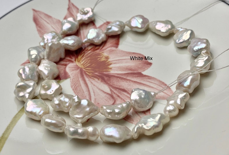 10-12 mm Rare Star Flower Shape Genuine Freshwater Pearl Beads in Natural White, Seaweed OR Peach Colors, Limited Edition 104 image 5