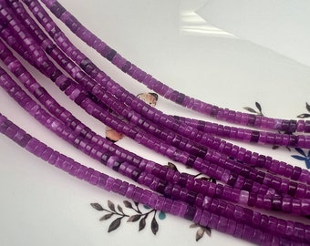 2 x 4 mm jade violet Heishi forme rondelle de pierre gemme, perles en vrac 15,5 pouces brin n° 4425