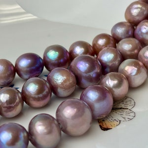 11-12 mm AAA HalfStrand LargeHole Very Rare Dark Mauve Pink Baroque Pearl Bead 2.2 mm Hole Natural Edison Pearl With Iridescent Color  #1631