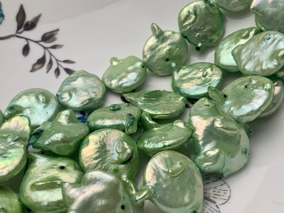 Green freshwater pearls sale