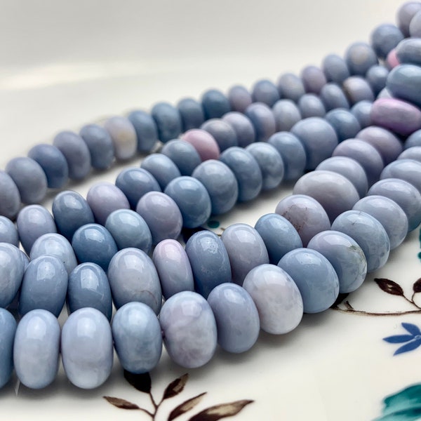 7mm 8mm 10mm 11mm AAA 100% All Natural Smooth Rondelle Light Purple Opal Gemstone Beads Genuine Lavender Peruvian Opal 8 Inches Strand #3206