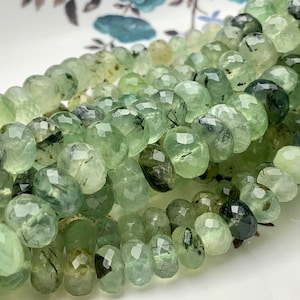 9mm 10mm 11mm 12mm 13mm 100% All Natural Faceted Rondelle Moss Green Prynite Beads Genuine Translucent Green Color Prynite 8 Inches #3711
