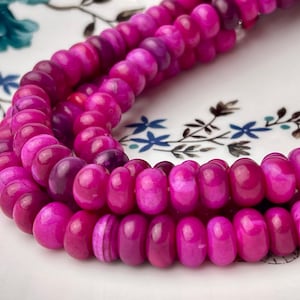 7-10 mm Smooth Rondelle Dark Purple Color Large Hole Opal Gemstone Beads Genuine 1.0mm Hole Natural Peruvian Opal 8 Inches Strand #4359