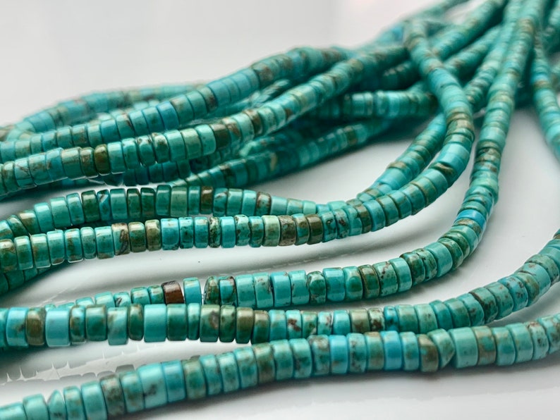 4 mm Natural Turquoise Heishi Rondelle Shape Genuine Natural Multi Color Turquoise Gemstones Loose Beads 15 Inches Strand #3250