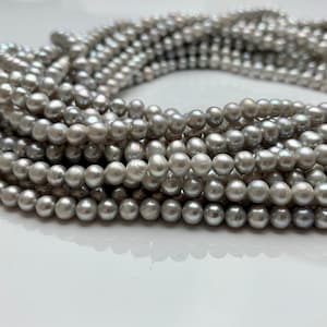 4-5 mm or 5-5.5 mm AA Silver Gray Color Potato Freshwater Pearl Beads Genuine High Luster Gray Freshwater Pearl #1910