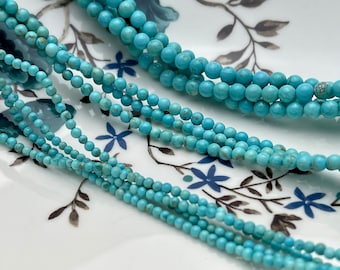 2mm 3mm 4mm 6mm Smooth Round Turquoise Gemstone Beads 15.5 Inches Strand #4179