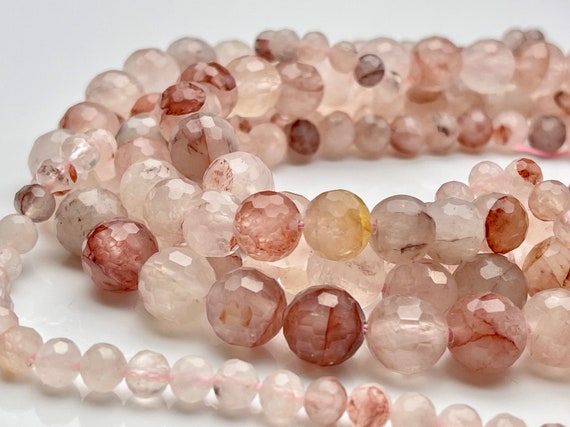 6mm 8mm 10mm 12mm AAA Faceted Round Pink Quartz Gemstone