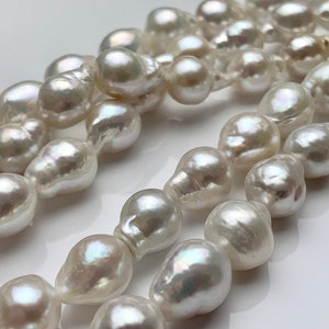 8-9x10-12 mm AAAA Very Rare Baroque Natural White Freshwater Pearls Top Quality Super High Luster White Baroque Pearls P1599 image 3