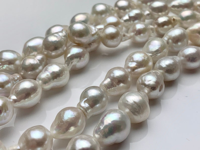 8-9x10-12 mm AAAA Very Rare Baroque Natural White Freshwater Pearls Top Quality Super High Luster White Baroque Pearls P1599 image 3