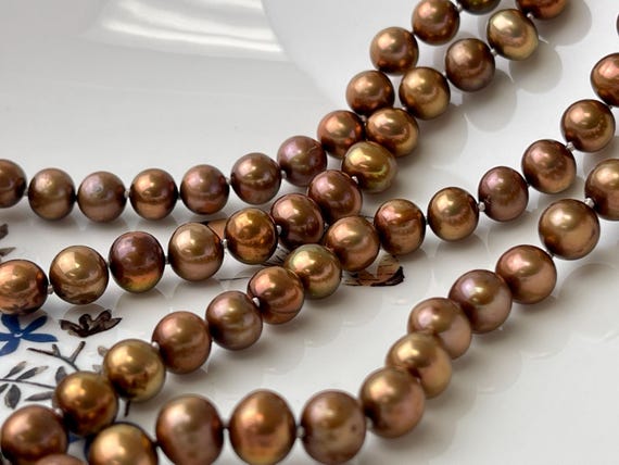 14/16/18/20/22/24 Inches Hand Knotted 7-8 Mm AA Golden Brown Color
