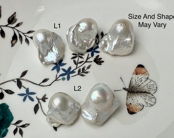 One-Of-A-Kind 15-18x22-30 mm AAA Jumbo Natural White Baroque Pearl High Luster Tear Drop Shape White Baroque Pearl Beads #1094