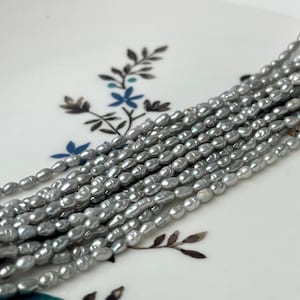 1.5-2x3 mm AA Silver Gray Color Rice Tiny Freshwater Seed Pearls Genuine Freshwater Pearls  #P2373