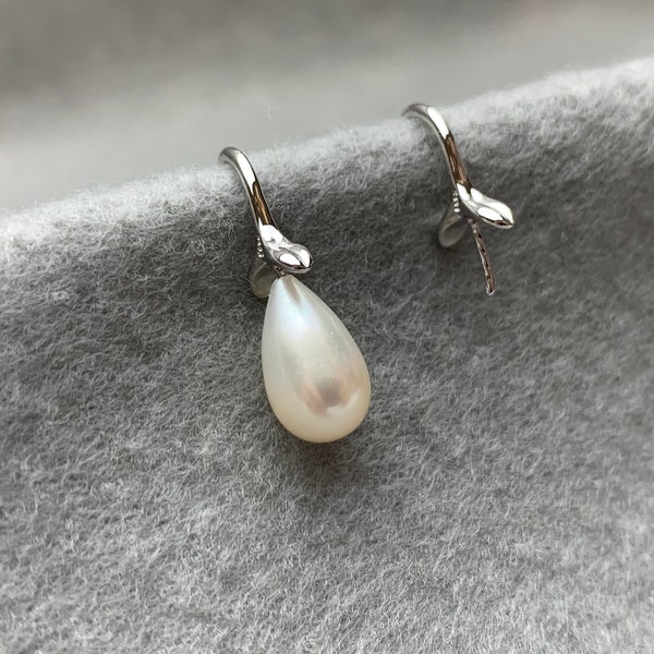 One Pair 925 Sterling Silver Or Gold Simple Hook Earring Setting  925 Sterling Silver Earring Hook Findings For Half Drilled Pearls  #1628-M